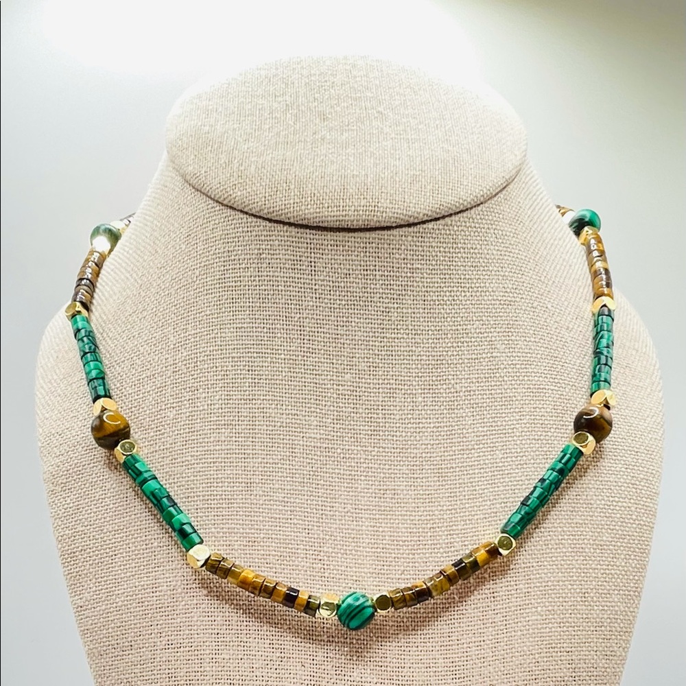 Malachite and Tigers Eye Necklace.